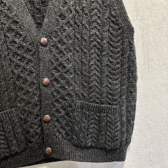 Aran Islands Knitwear Sweater Vest Men's XXL Gray Knit Fisherman Cable Wool - Picture 5 of 14